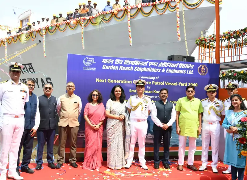 GRSE Launches Next-Generation Offshore Patrol Vessel Shreyas in Kolkata photo 4
