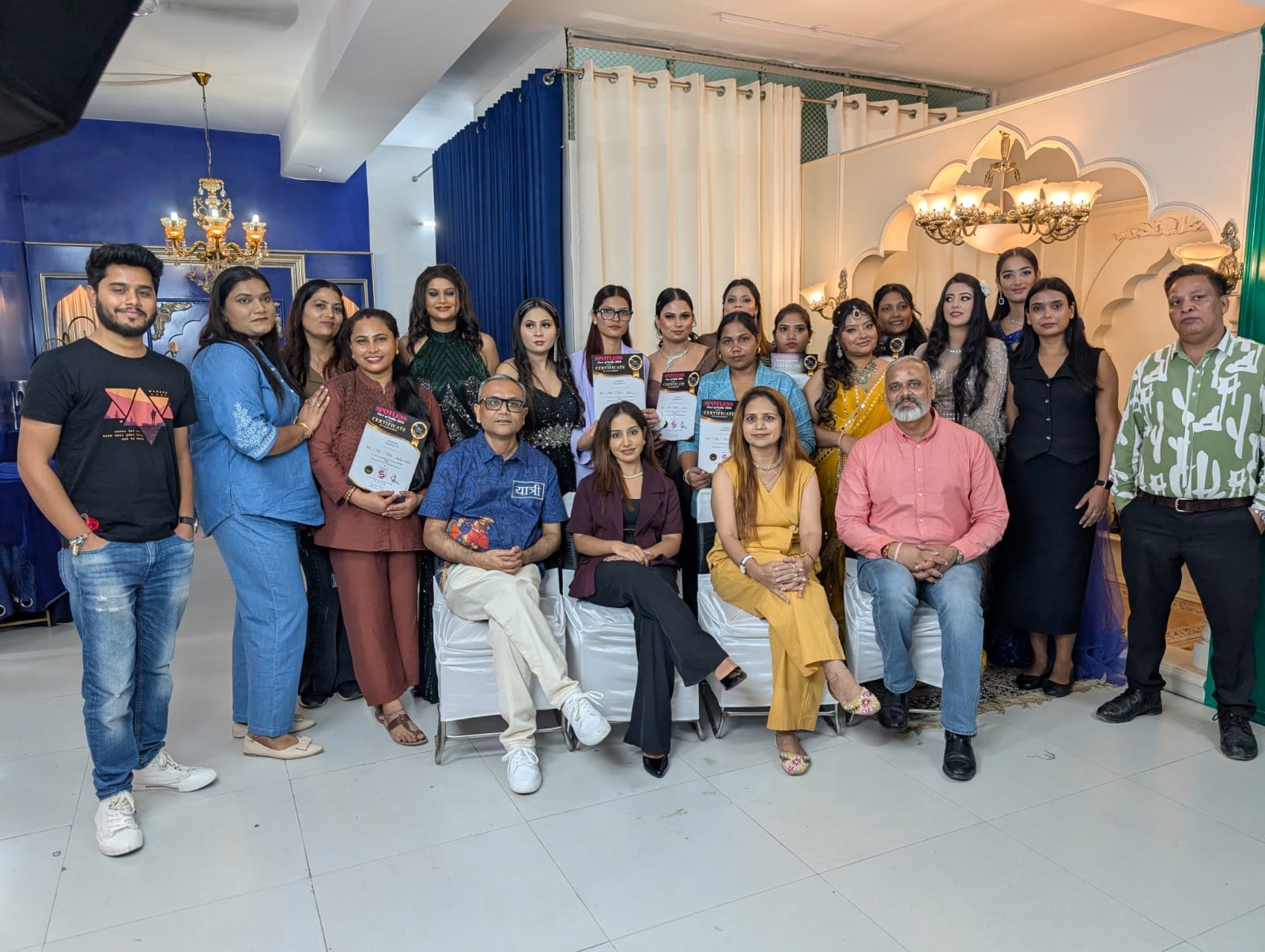 Building Careers: The entire production contingent, capturing the collaborative spirit of DCT Model Management, Spot'less Magazine, and Ehsaas Trust.